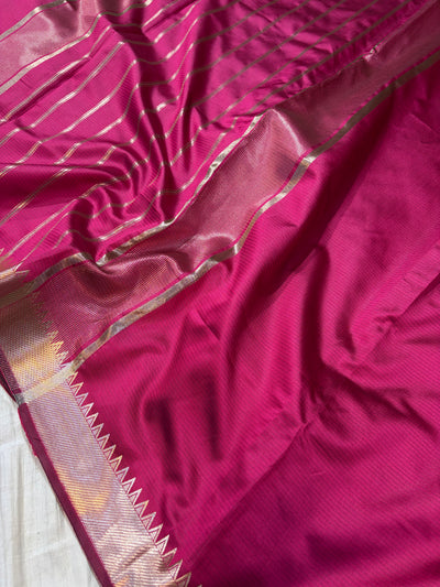 Banarasi soft silk saree in Rani colour