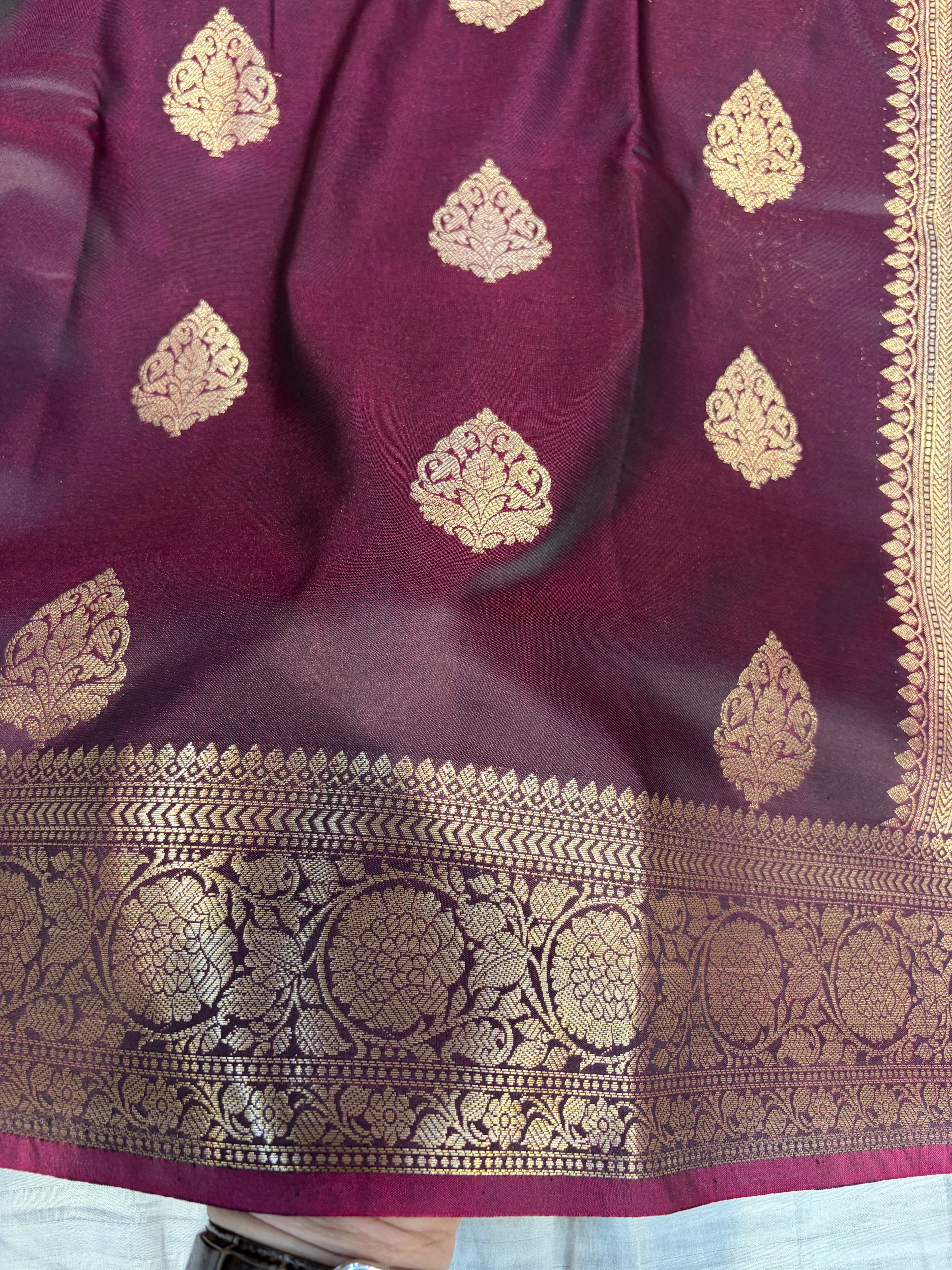 Banarasi mulberry katan silk saree in beautiful wine colour