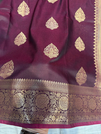 Banarasi mulberry katan silk saree in beautiful wine colour