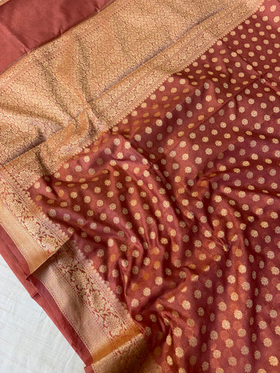 Banarasi georgette silk saree in peach colour