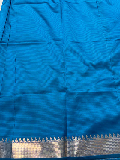 Banarasi soft silk saree in Firozi blue colour