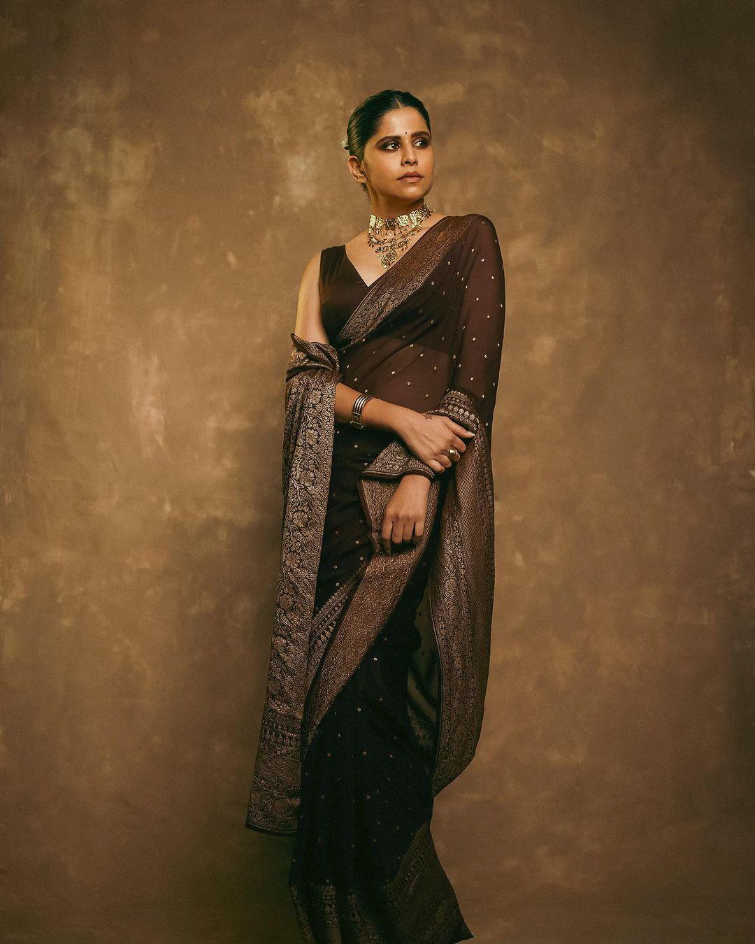 COFFEE BROWN HANDLOOM KHADDI GEOREHETTE SILK SAREE