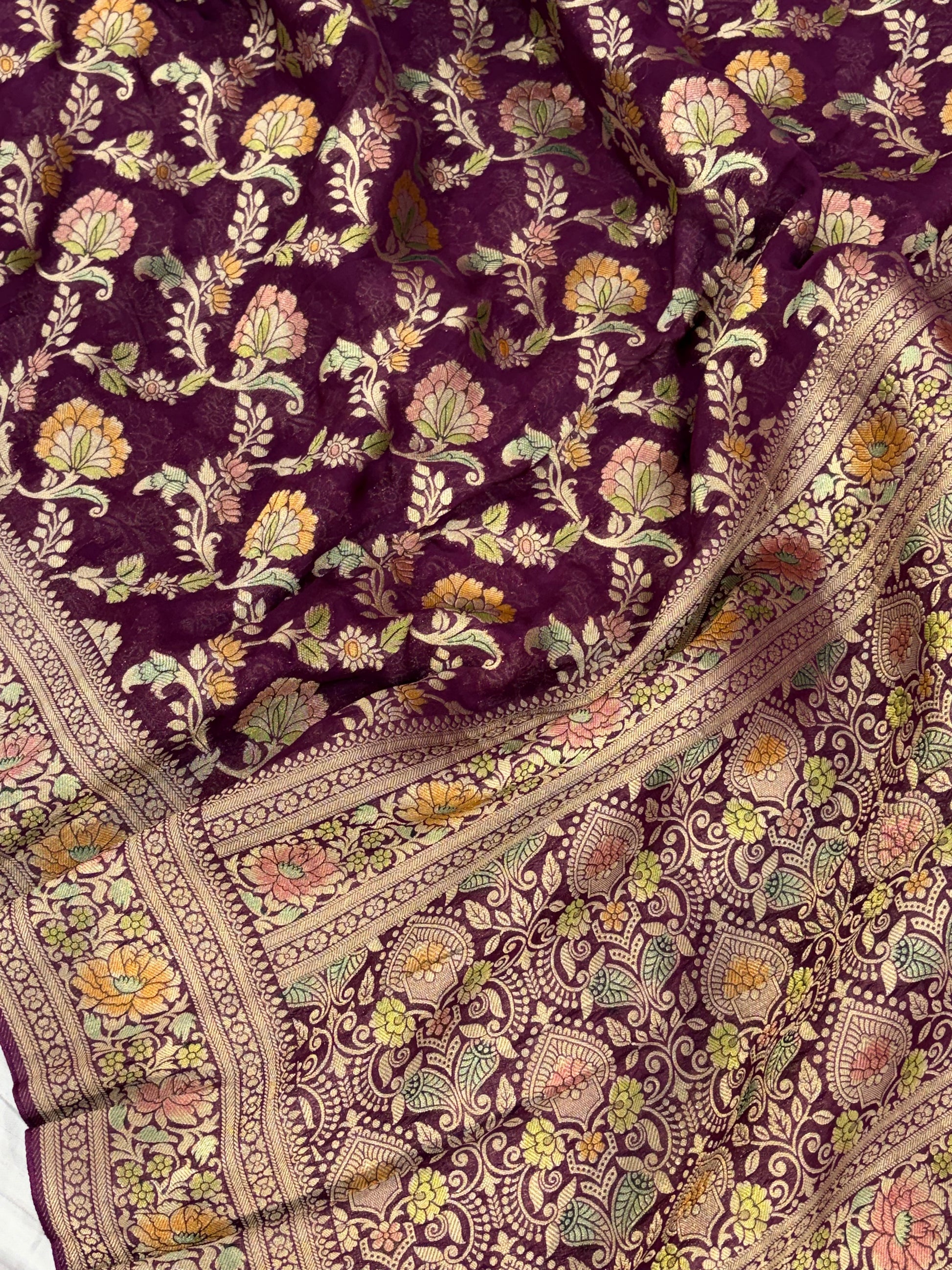 Beautiful Wine colour georgette silk saree