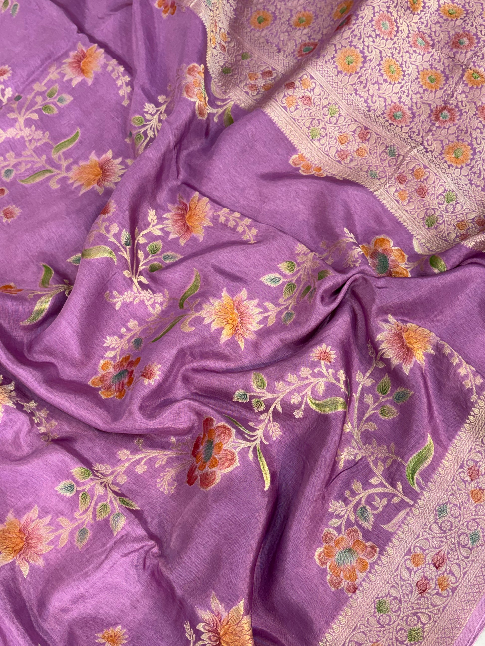 Levender rosy jaal georgette silk Banarasi saree