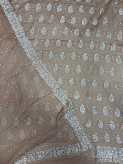 Pure khaddi chiffon suit in light chiku colour