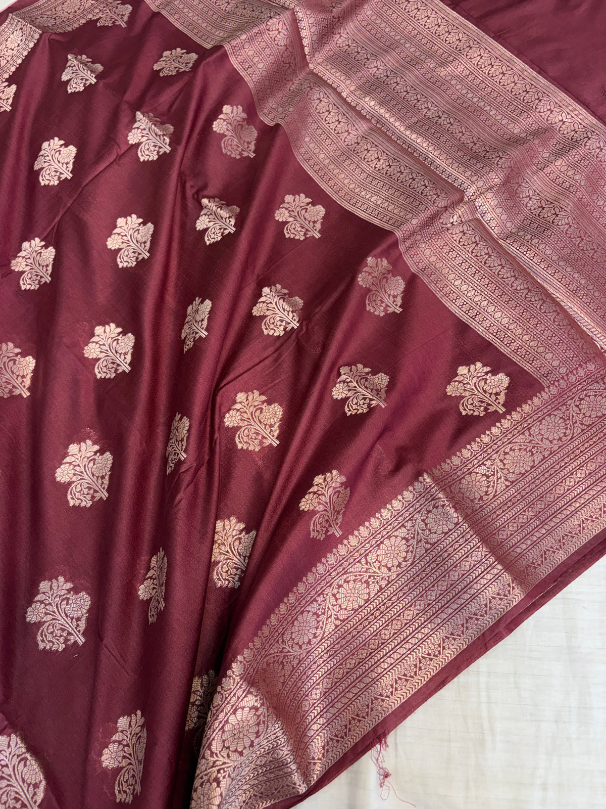 Banarasi soft katan silk saree in wine colour