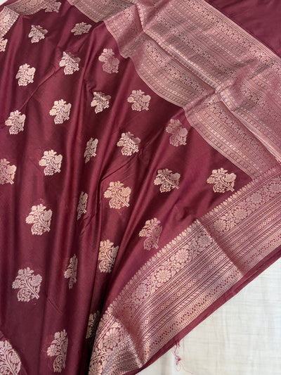 Banarasi soft katan silk saree in wine colour