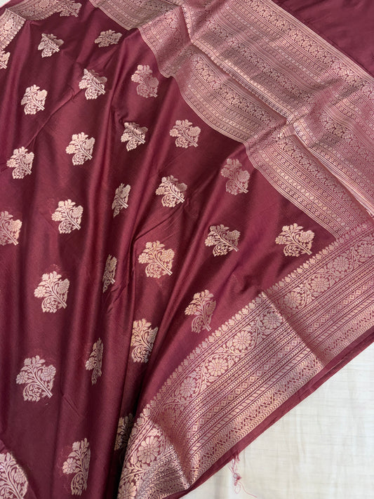 Banarasi soft katan silk saree in wine colour