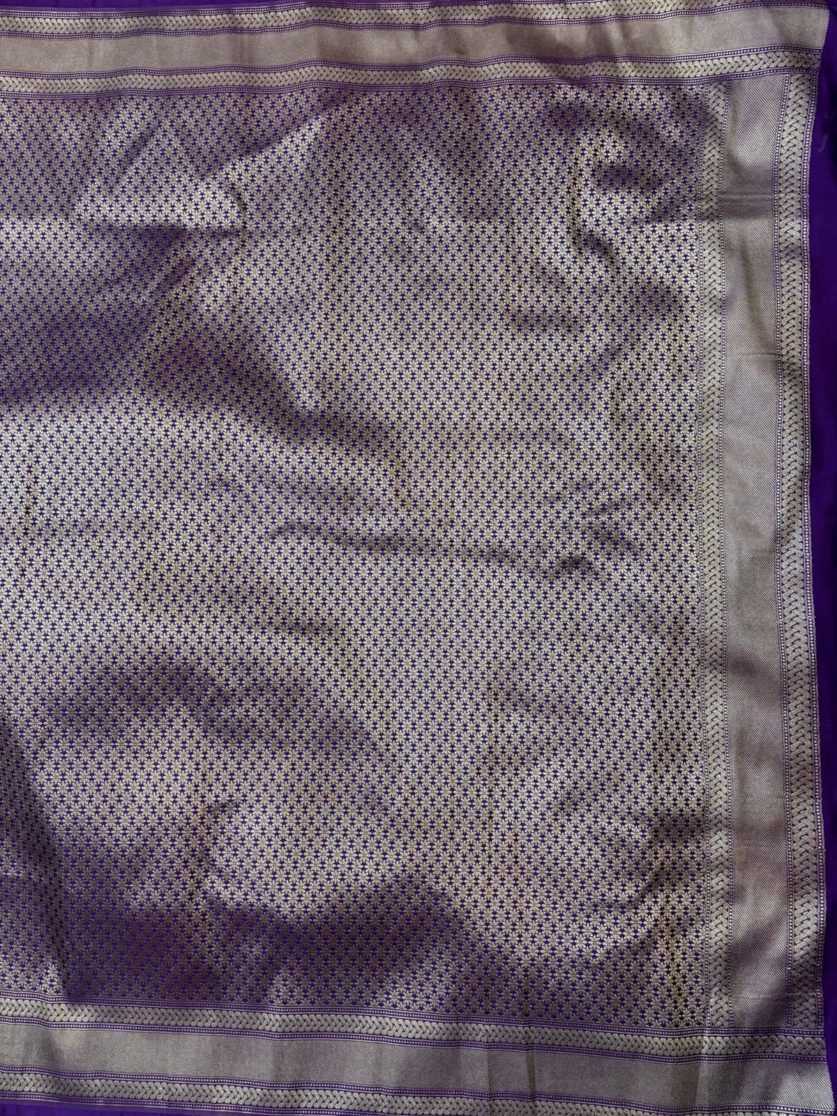 Royal Blue Mashru Silk Saree With Zari Border Jaal