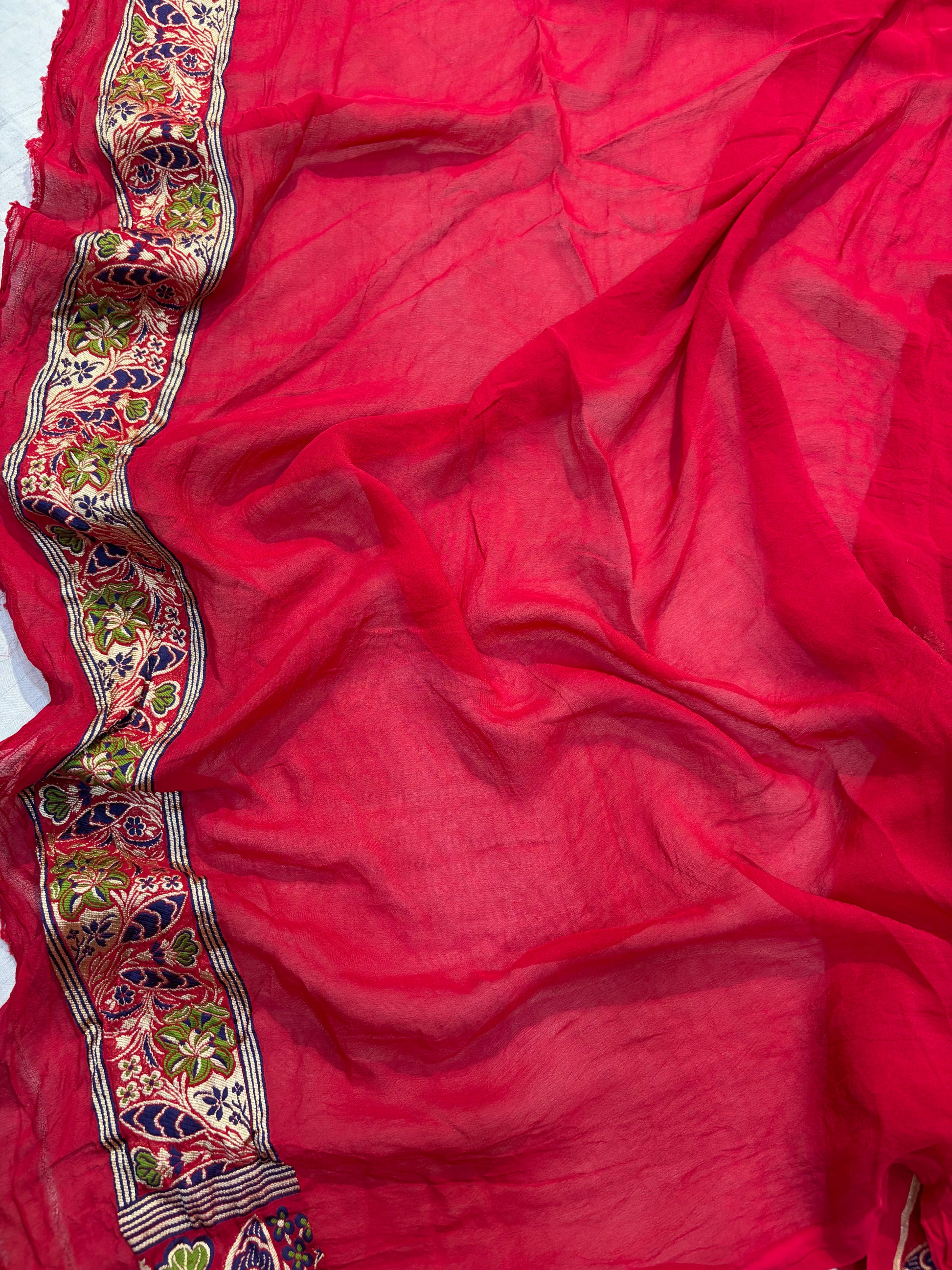 Premium Pure georgette silk sarees all over Multi Meenakari work with pure water zari wokr