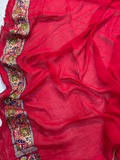Premium Pure georgette silk sarees all over Multi Meenakari work with pure water zari wokr