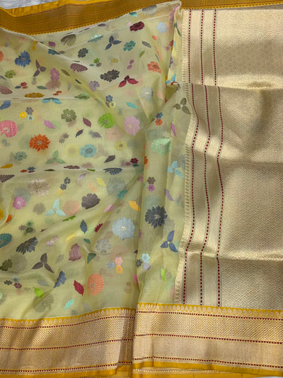 Beautiful Premium kora katan silk saree with all over kaduwa meenakari work