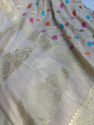Banarasi pure Tussar Georgette silk saree with multiple meenakari work