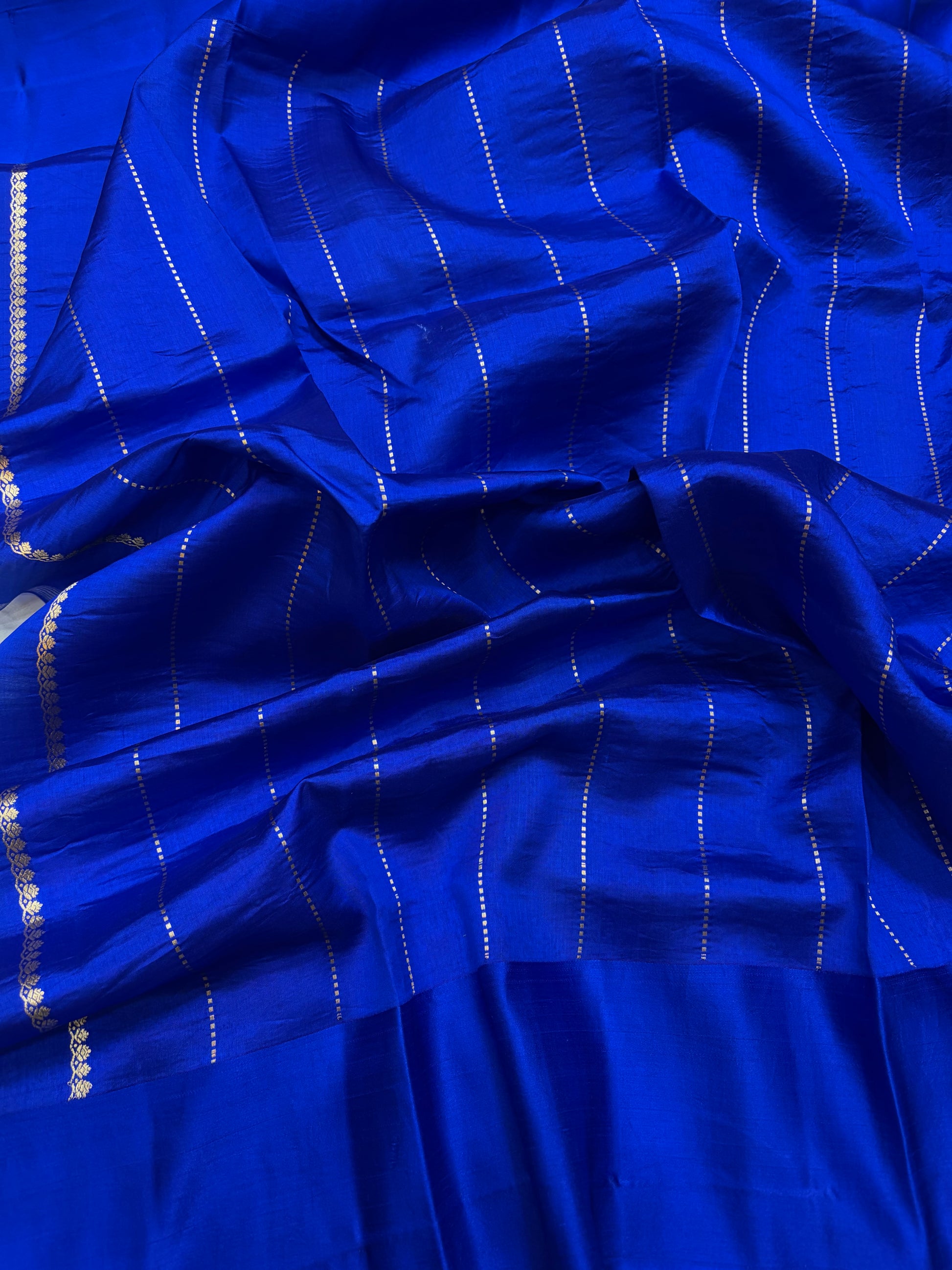 Pure raw mango saree in royal blue colour