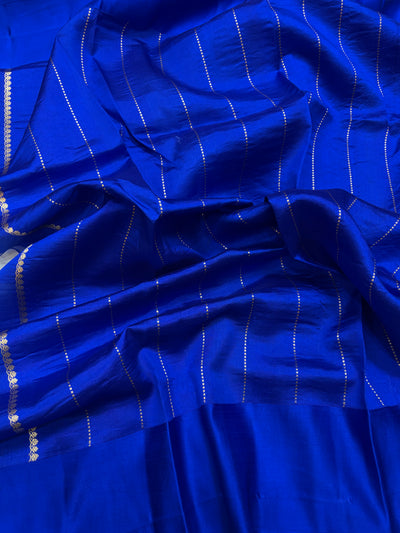 Pure raw mango saree in royal blue colour