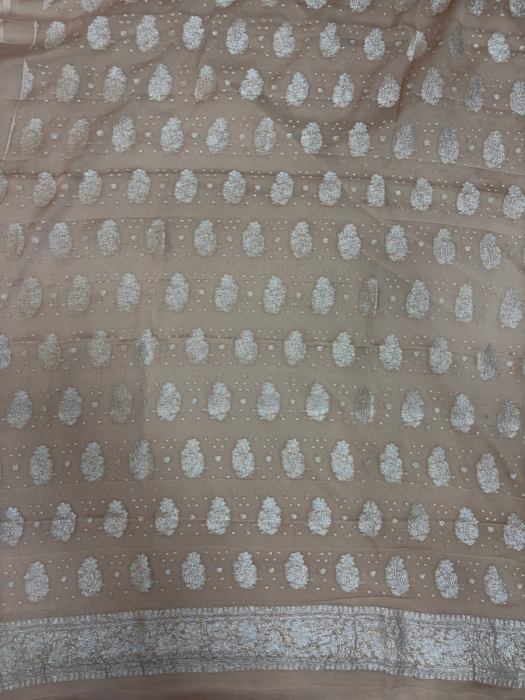 Pure khaddi chiffon suit in light chiku colour