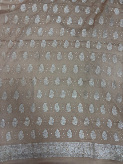 Pure khaddi chiffon suit in light chiku colour