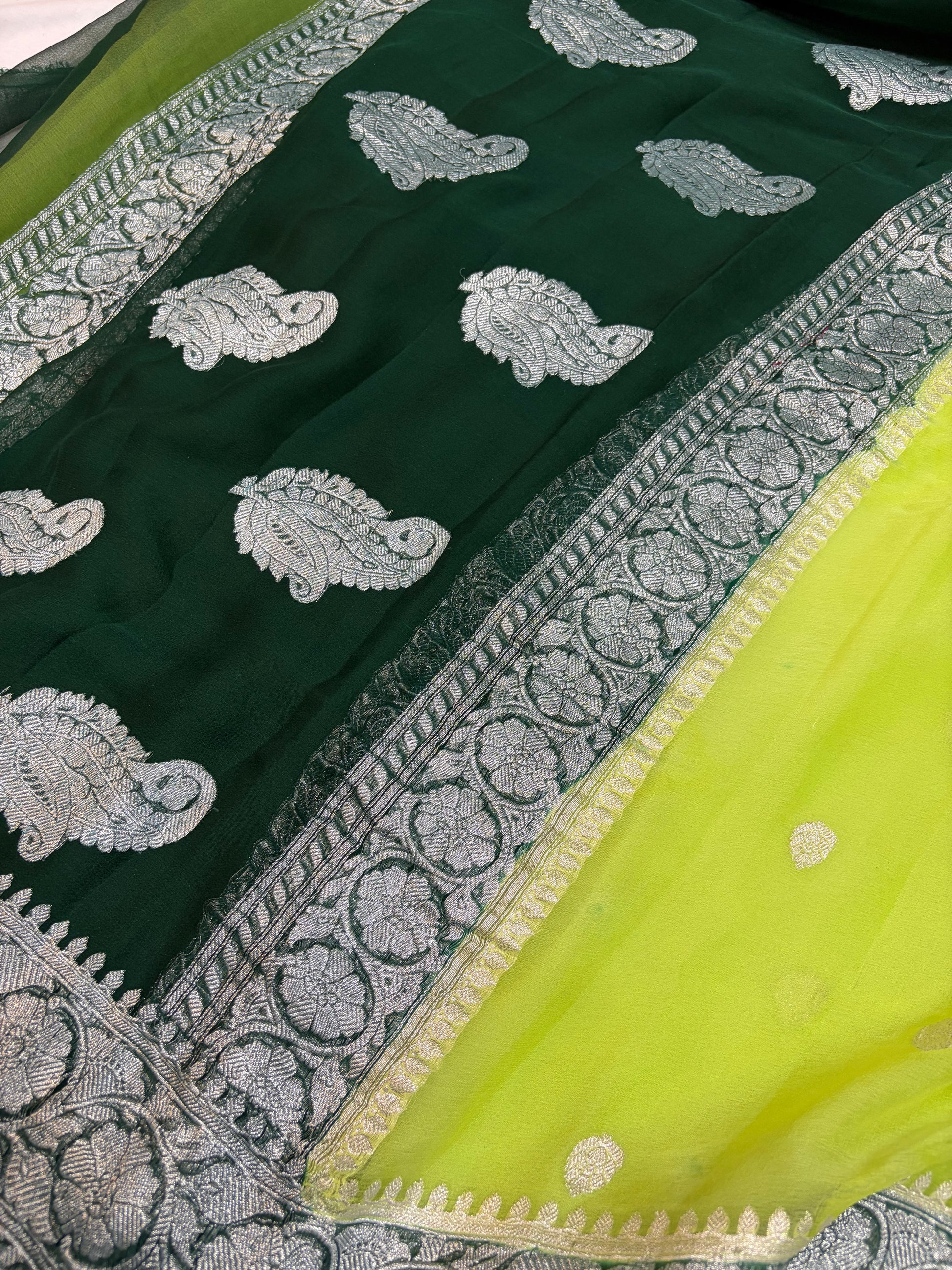 PURE KHADDI CHIFFON SILK SAREE IN DUAL COLOUR