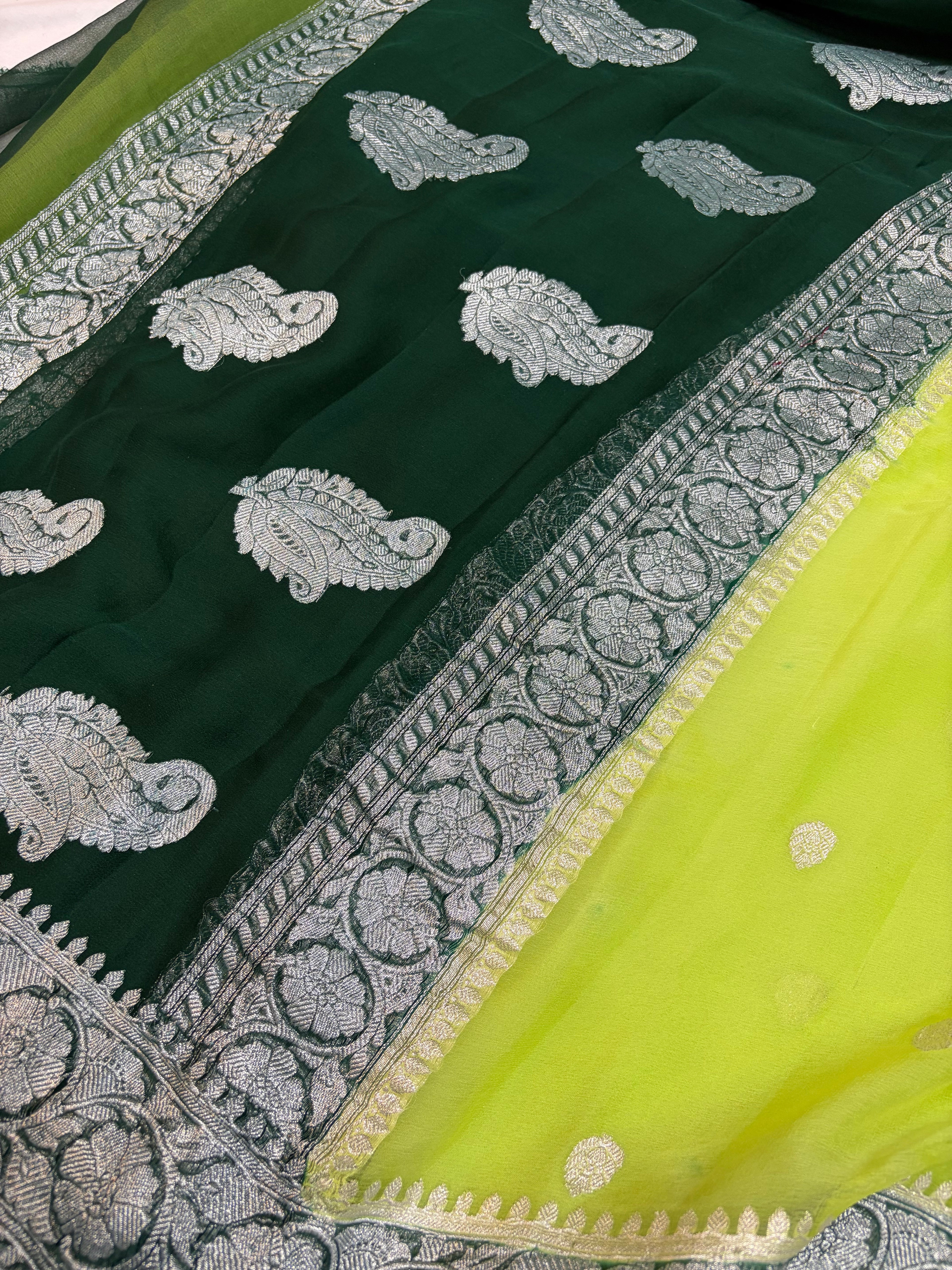 PURE KHADDI CHIFFON SILK SAREE IN DUAL COLOUR