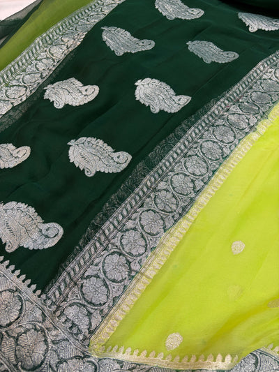PURE KHADDI CHIFFON SILK SAREE IN DUAL COLOUR