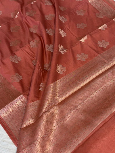 Banarasi soft katan silk saree in brick red colour