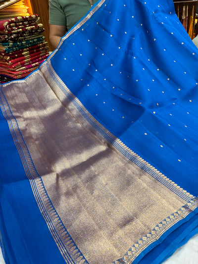 Pure handloom organza silk saree in Royal blue colour