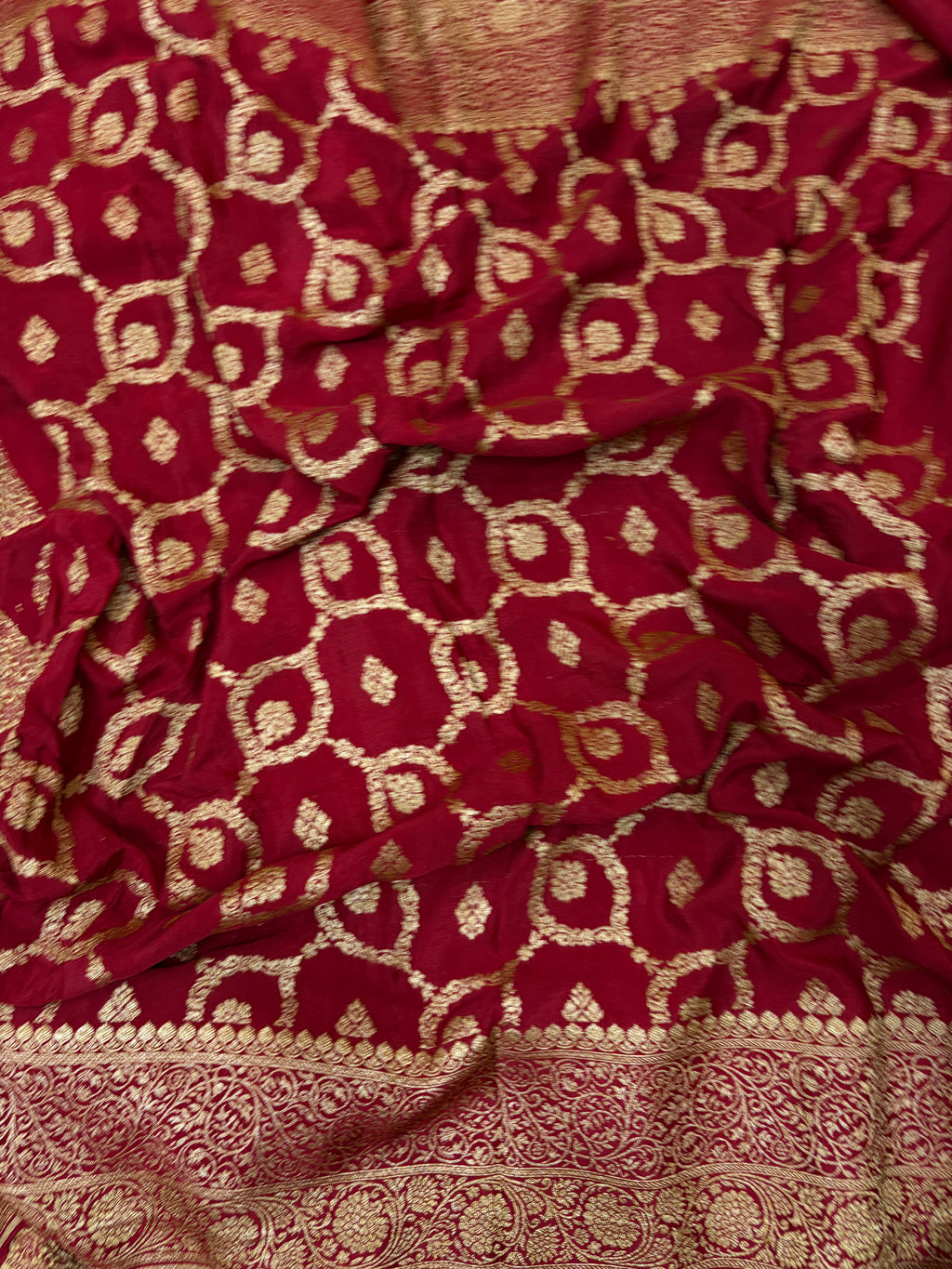 Pure khaddi crepe silk saree in maroon colour