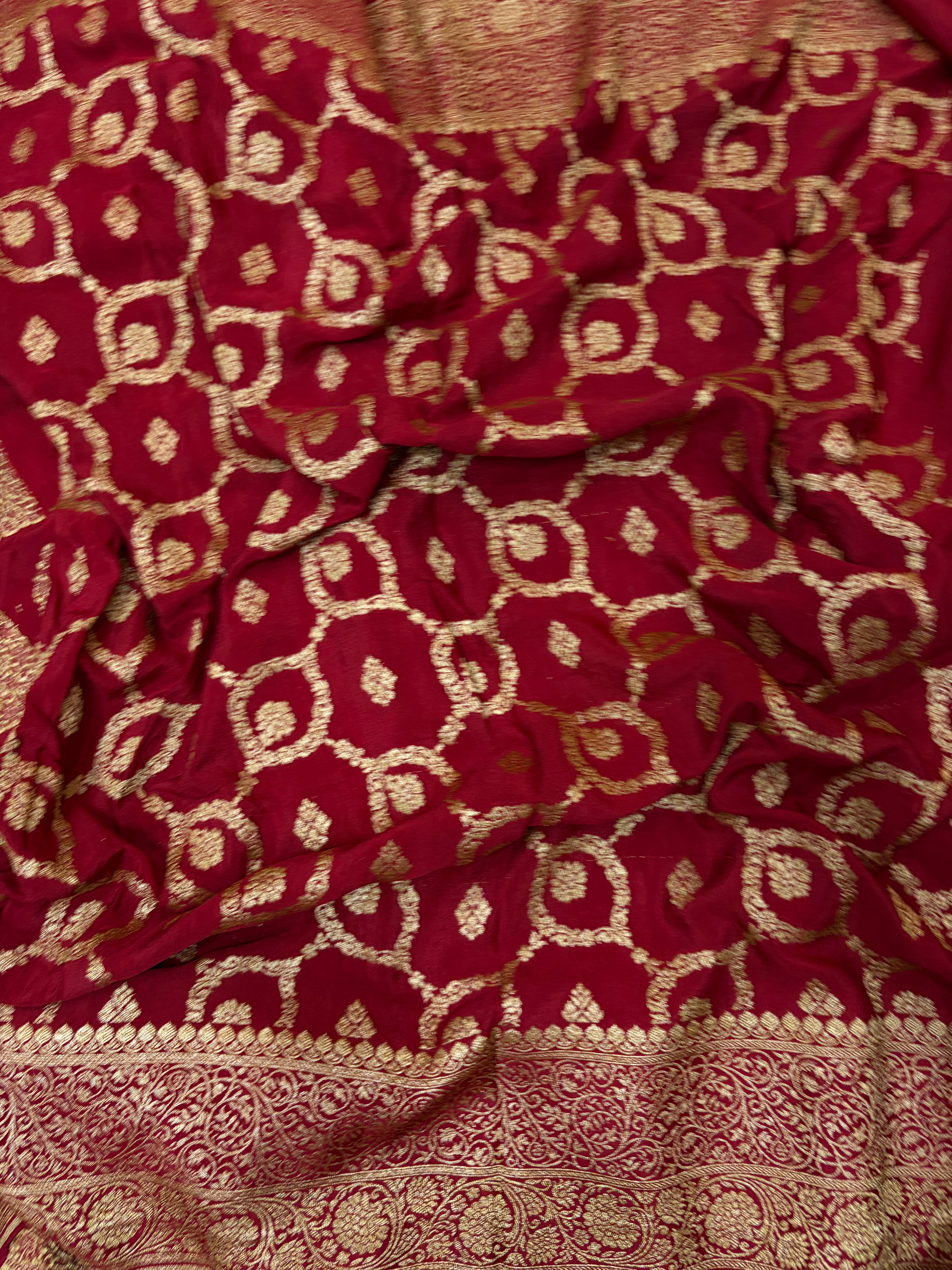 Pure khaddi crepe silk saree in maroon colour