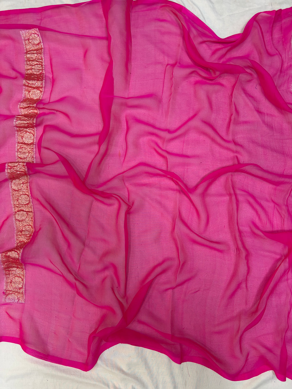 Banarasi khaddi chiffon saree in 3D colour