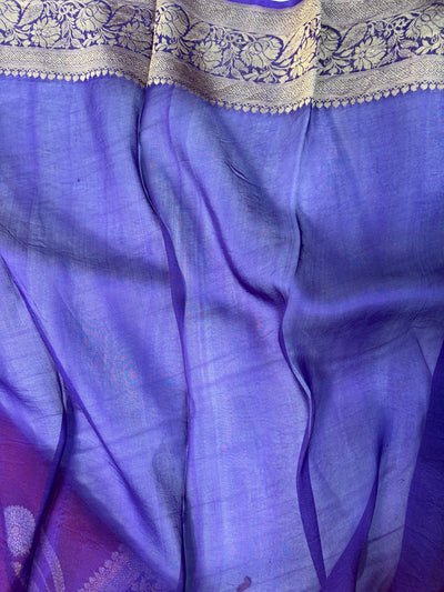 Pure handloom kora silk saree in red with purple colour
