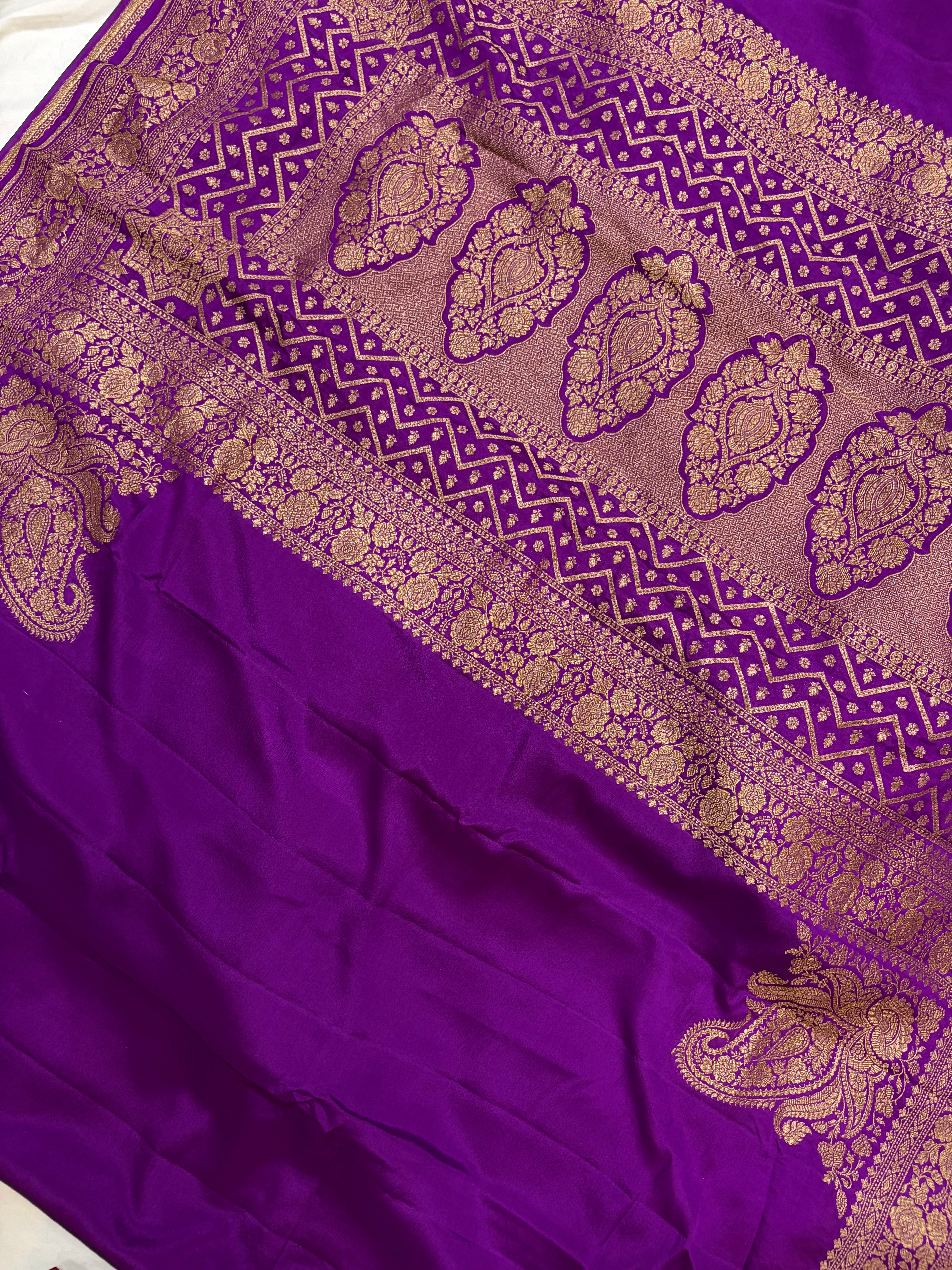 Pure khaddi crepe silk saree in magenta colour