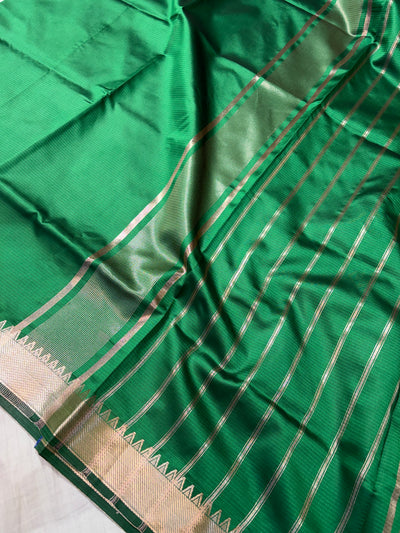 Banarasi soft silk saree in green colour