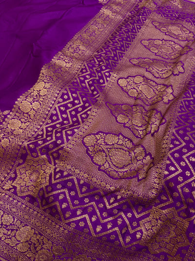 Pure khaddi crepe silk saree in magenta colour