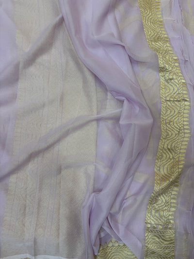 Pure georgette silk saree in pastel levender colour