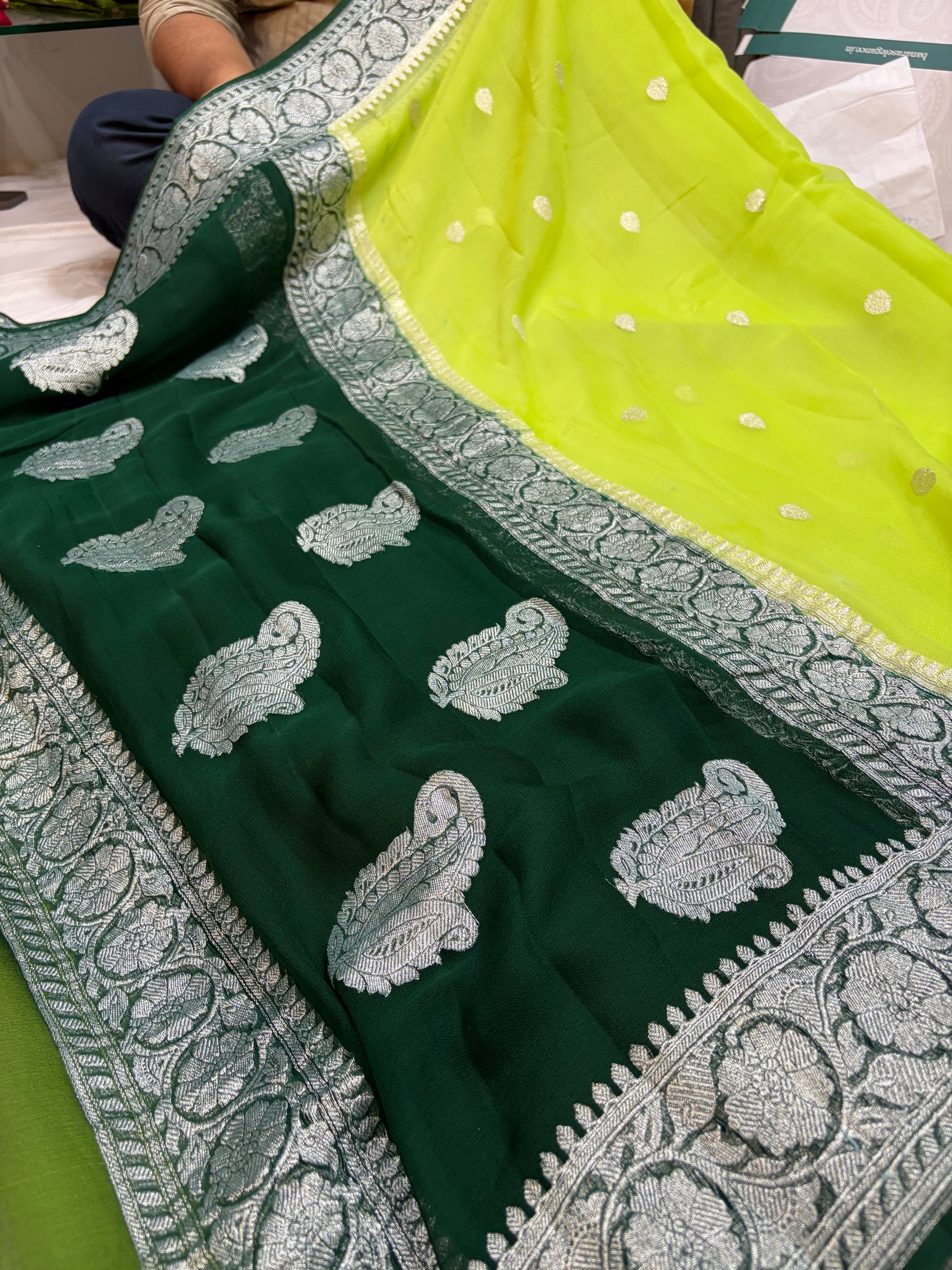 PURE KHADDI CHIFFON SILK SAREE IN DUAL COLOUR