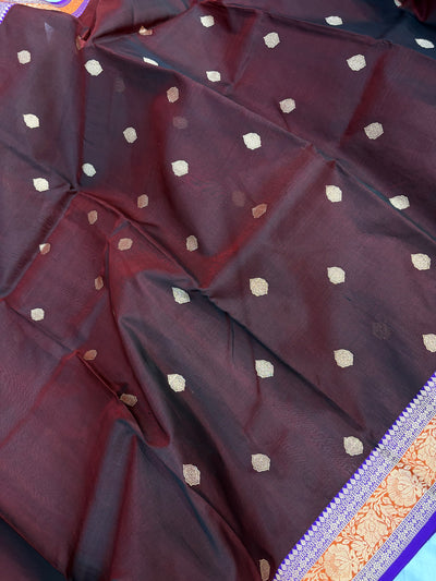 Pure handloom organza silk saree in with 3D colour border