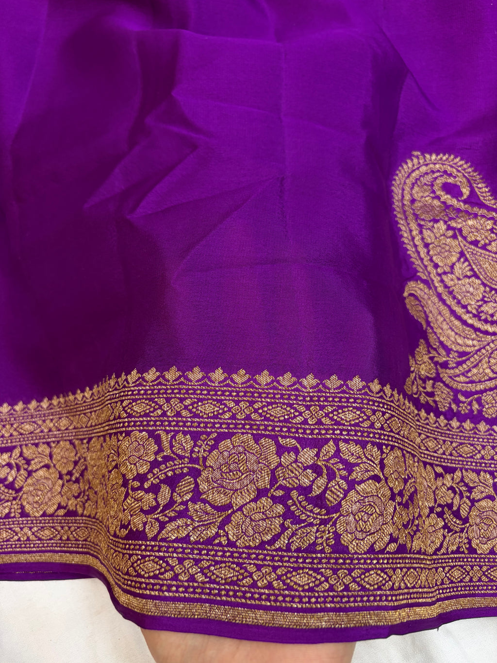 Pure khaddi crepe silk saree in magenta colour