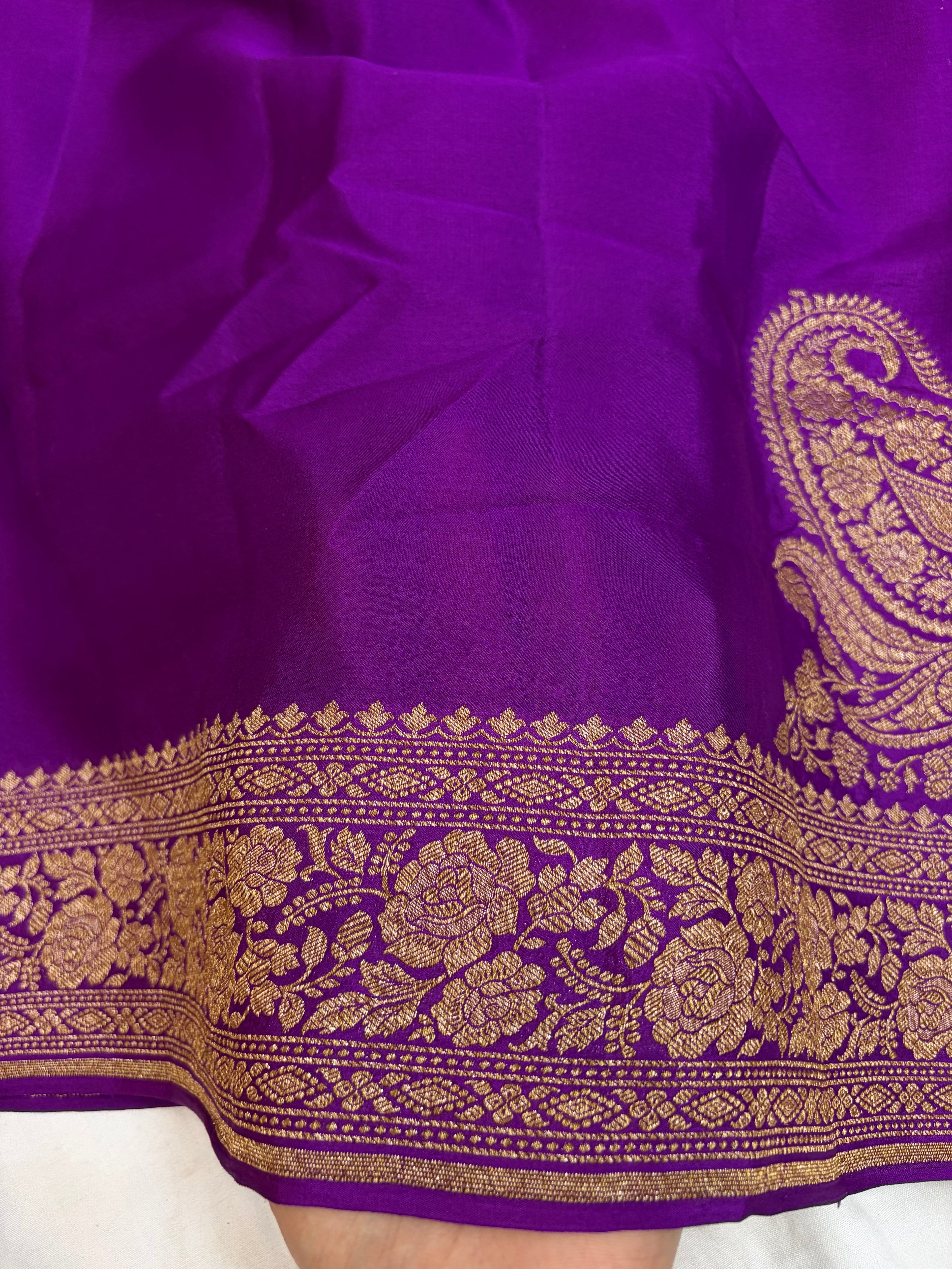 Pure khaddi crepe silk saree in magenta colour