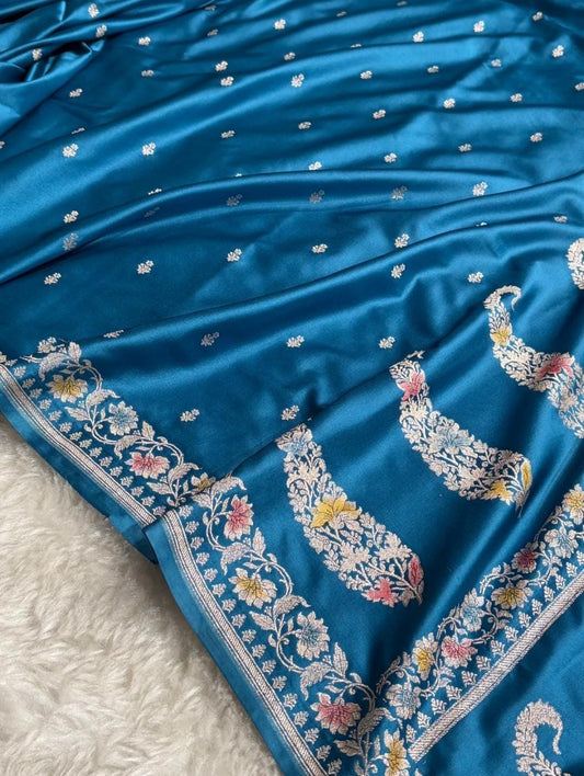 Beautiful Mashru silk saree in Saphire blue colour