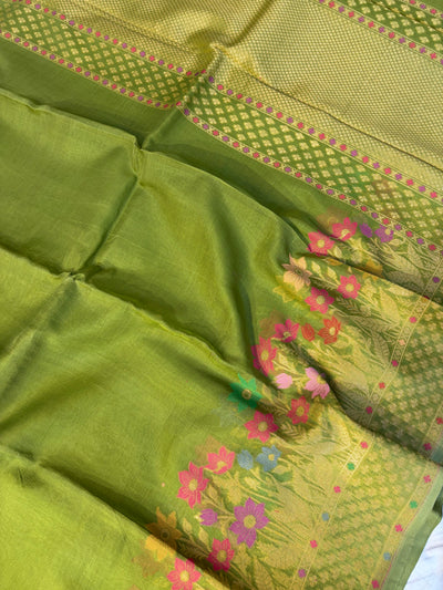 Beautiful pure premium kora jamdani saree