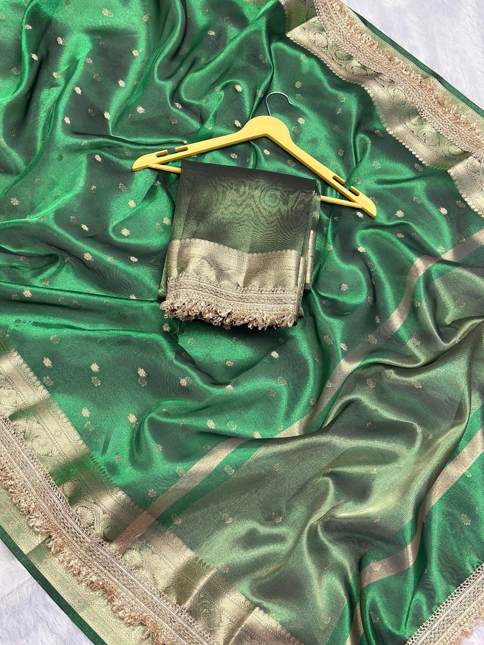 BANARASI SOFT TISSUE SILK SAREE WITH PREMIUM DOUBLE LACE WORK
