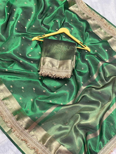 BANARASI SOFT TISSUE SILK SAREE WITH PREMIUM DOUBLE LACE WORK