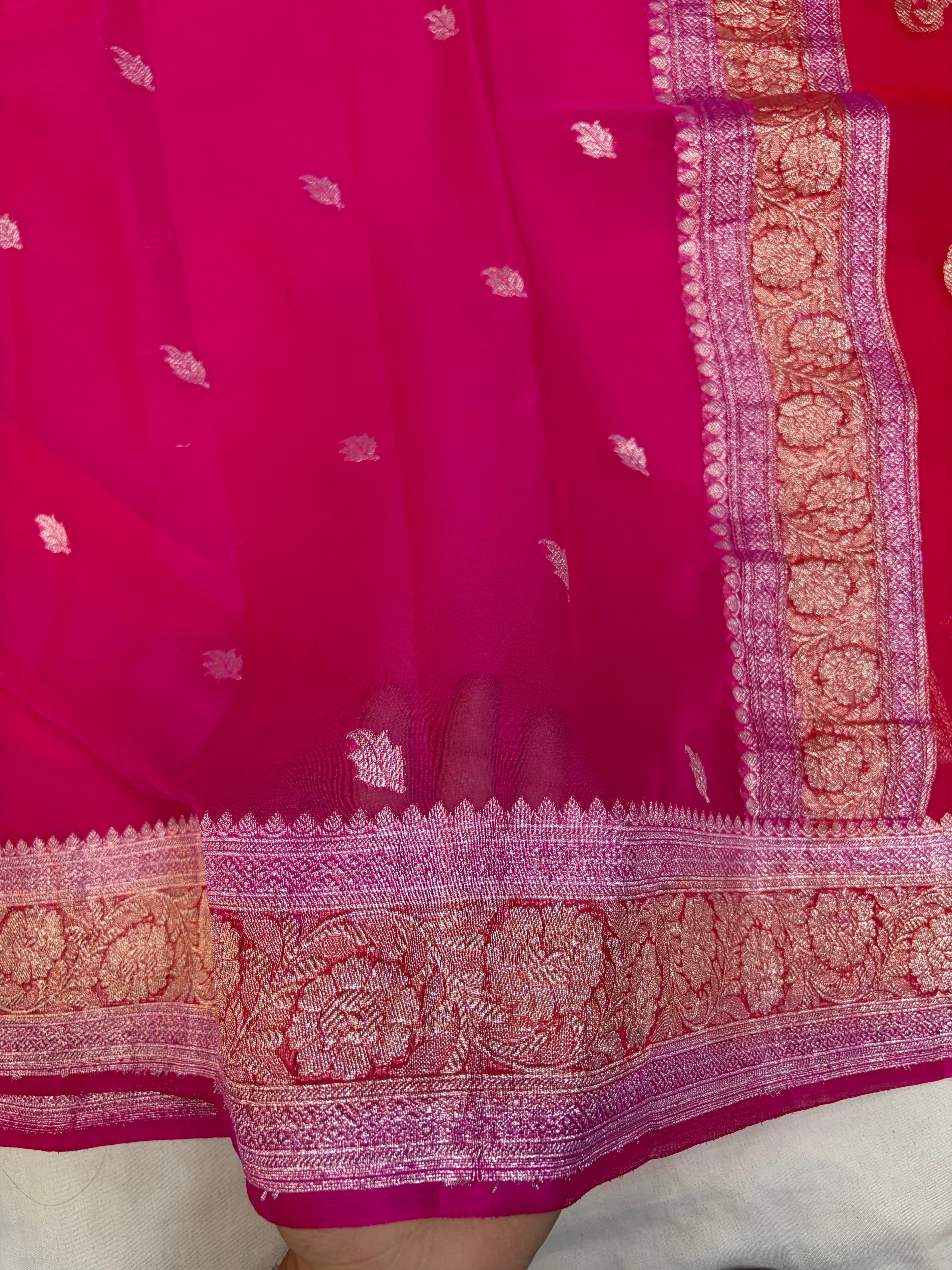 Banarasi khaddi chiffon saree in 3D colour