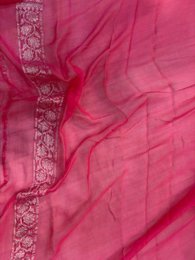 Pure khaddi chiffon saree in half half beautiful shade