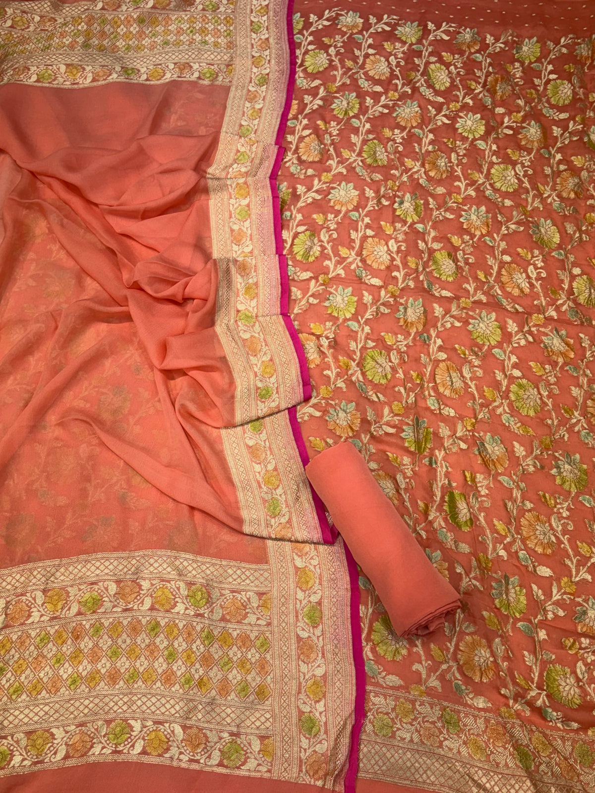Pure Georgette Hand Brush Suit Set