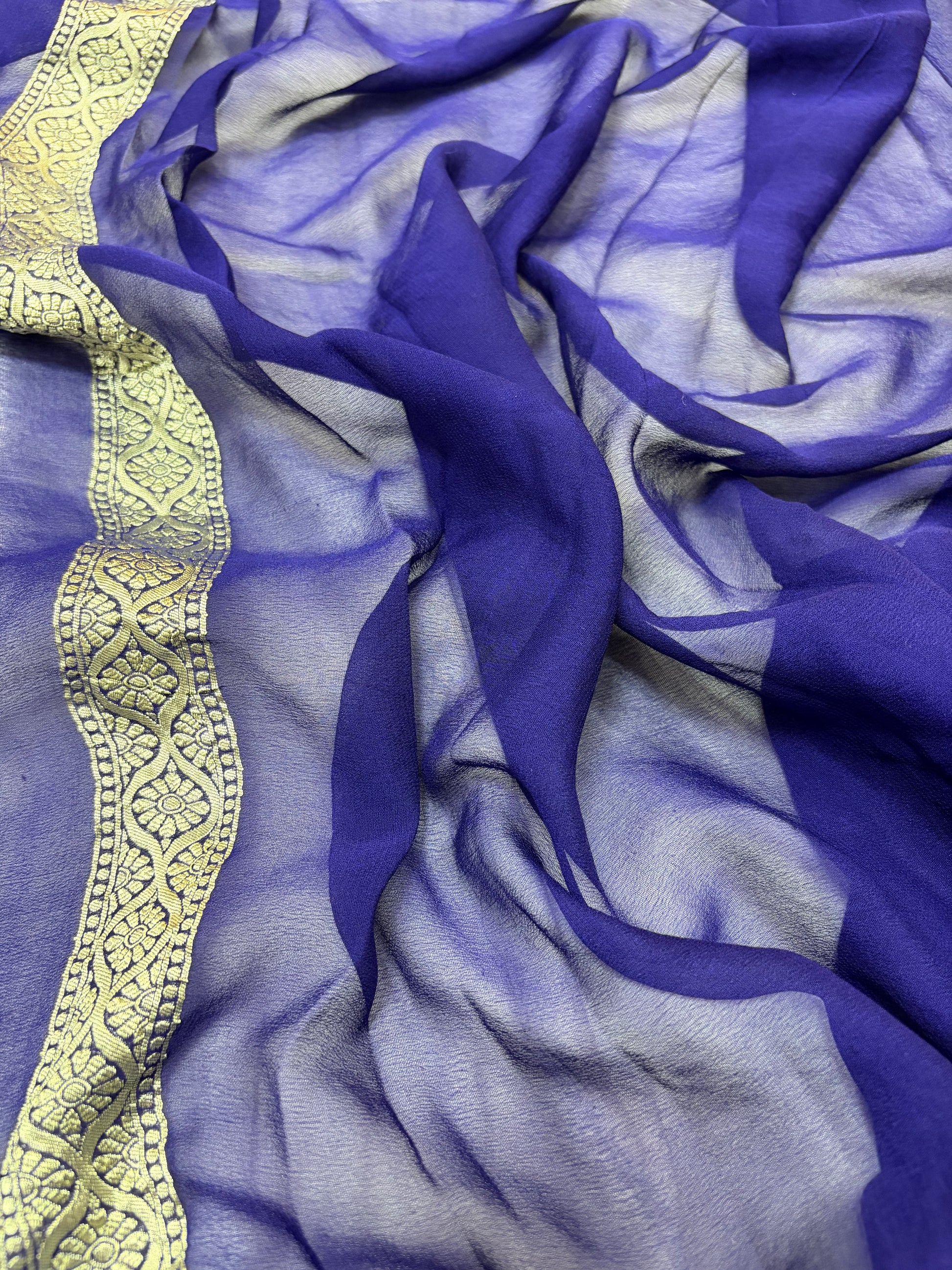 Pure georgette silk saree in navy blue colour