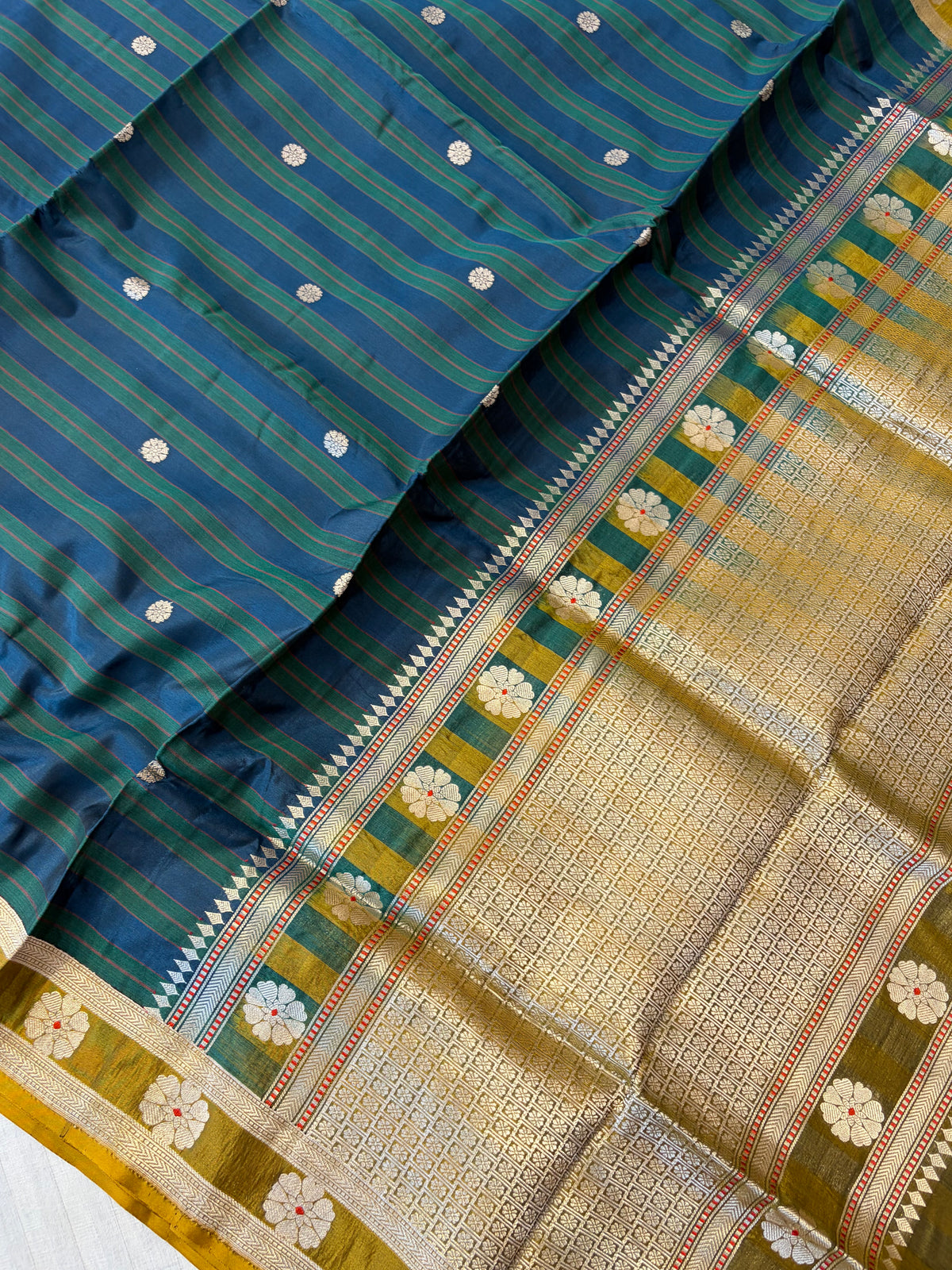 Handwoven pure Kora katan silk saree