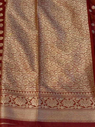 Banarasi georgette silk saree in rust colour