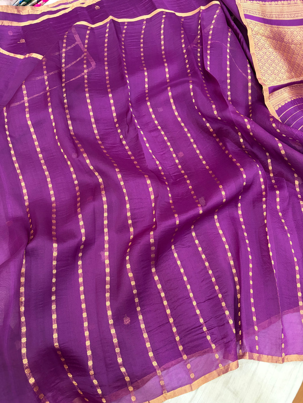 Pure handloom organza silk saree in purple colour