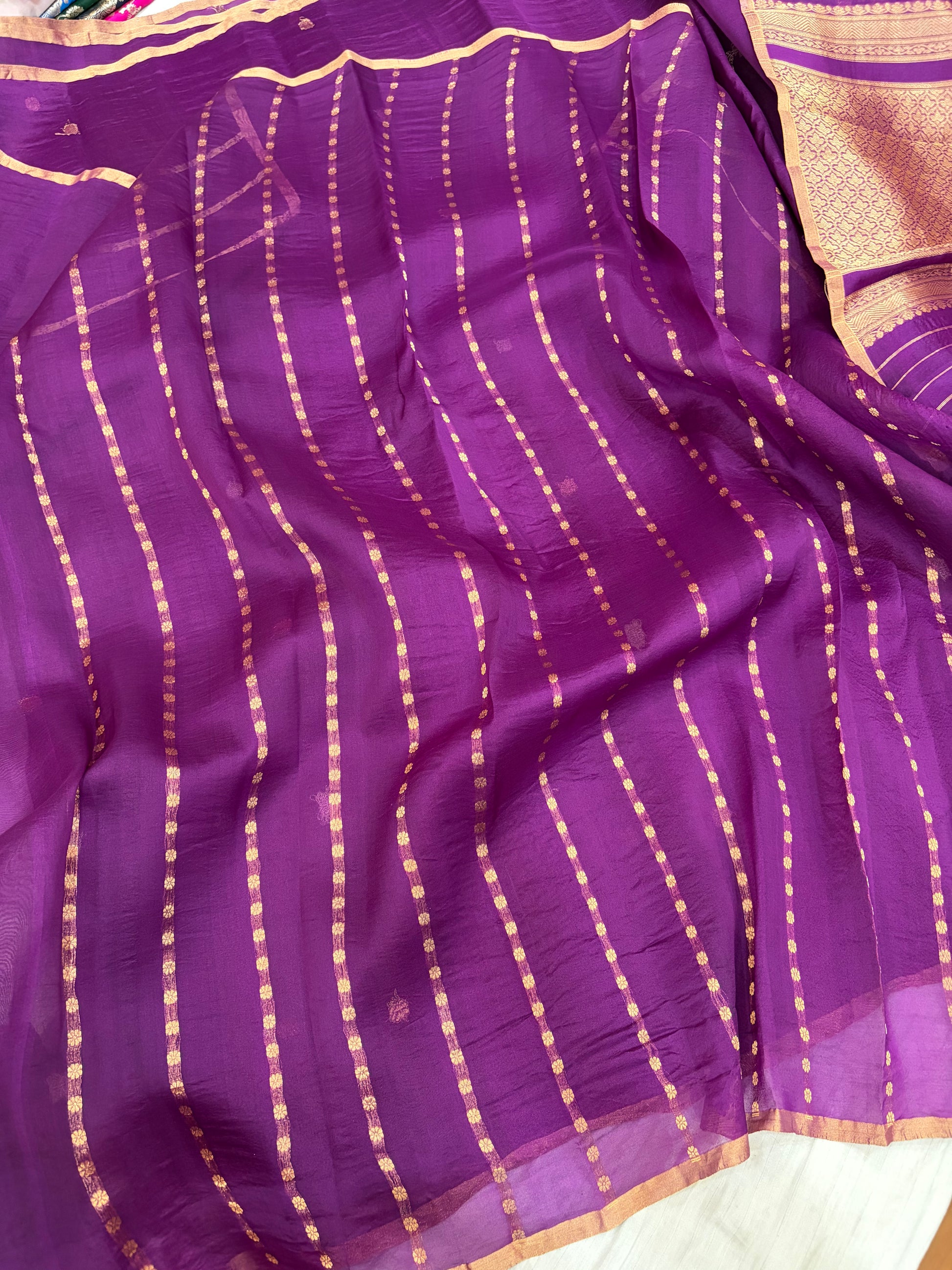 Pure handloom organza silk saree in purple colour